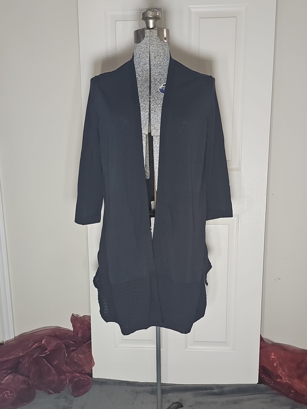 Chico’s Black Lightweight Open Front Cardigan Size 1 US Size M